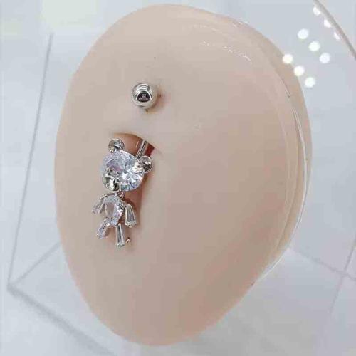 304 Edelstahl Bauchnabelpiercing, Bär, unisex & Micro pave Zirkonia, keine, 30mm, verkauft von PC