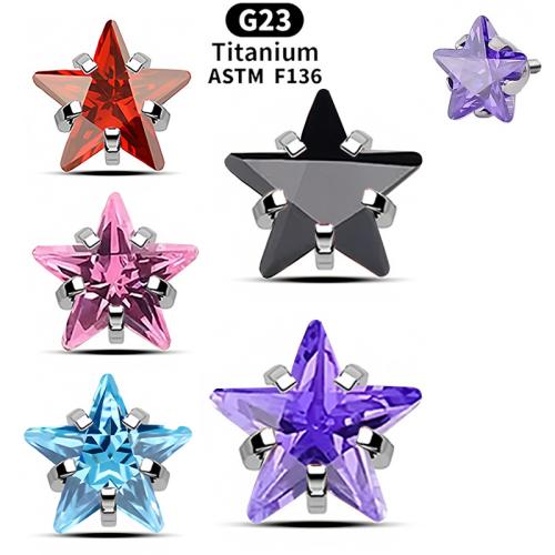 Titanium Alloy Piercing Earring Findings Star polished DIY & Unisex & with cubic zirconia Sold By PC