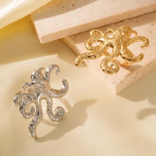 Stainless Steel Finger Ring 304 Stainless Steel Octopus plated fashion jewelry & for woman & hollow Sold By PC