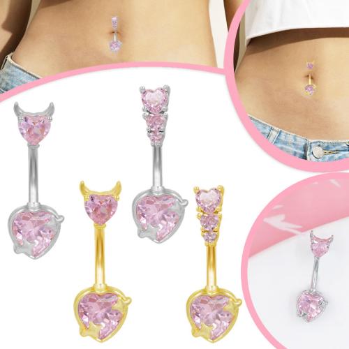 304 Stainless Steel Belly Ring with Zinc Alloy plated Unisex & micro pave cubic zirconia Sold By PC