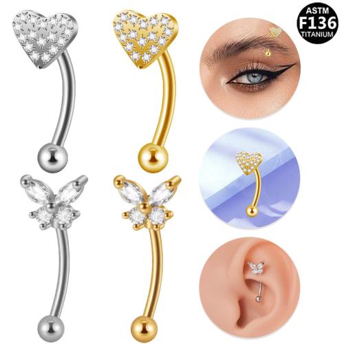 Alliage de titane piercing oreille, Placage, unisexe & styles différents pour le choix & pavé de micro zircon, Vendu par PC