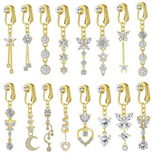 Acier inoxydable 304 anneau de ventre, Placage de couleur d'or, unisexe & styles différents pour le choix & avec strass, belly ring length 45-60mm, Vendu par PC