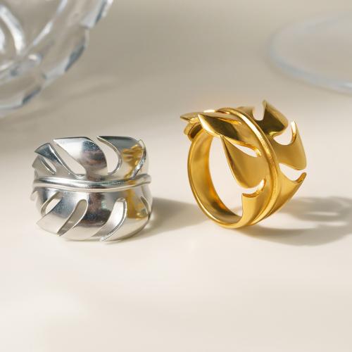 Vinger Ring in edelstaal, 304 roestvrij staal, Blad, mode sieraden & voor vrouw, Verkocht door PC