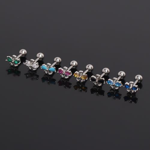 Stainless Steel Ear Piercing Jewelry 304 Stainless Steel gold color plated fashion jewelry & with rhinestone Sold By PC