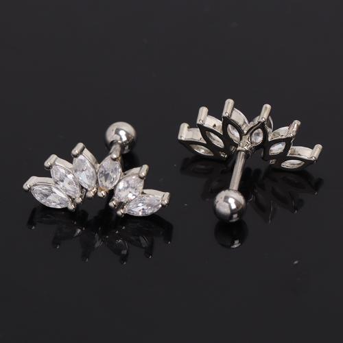 Stainless Steel Ear Piercing Jewelry 304 Stainless Steel gold color plated fashion jewelry & with rhinestone Sold By PC