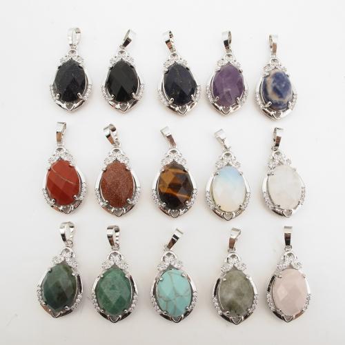 Gemstone Pendants Jewelry Brass with Gemstone platinum color plated DIY & with rhinestone Sold By PC