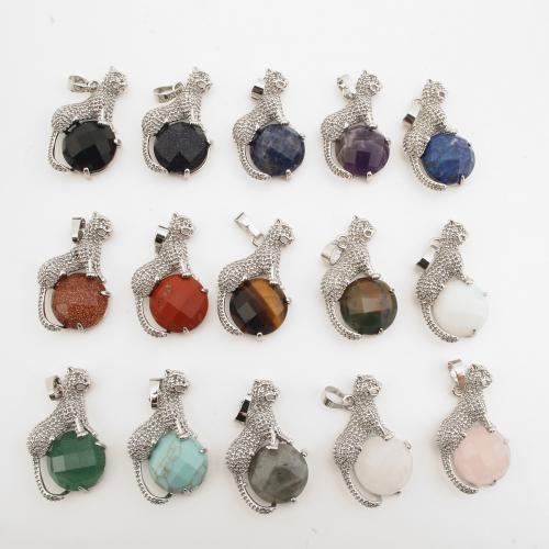 Gemstone Pendants Jewelry Brass with Gemstone platinum color plated DIY Sold By PC
