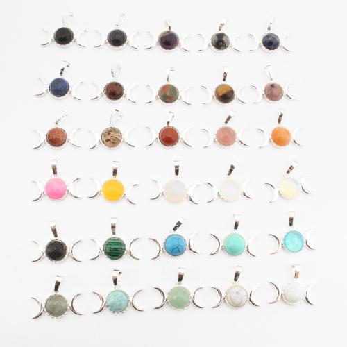Gemstone Pendants Jewelry Brass with Gemstone silver color plated DIY Sold By PC
