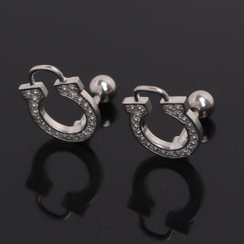 Nerezová ocel Ear Piercing šperky, 304 Stainless Steel, barva pozlacený, módní šperky & micro vydláždit kubické zirkony, stříbro, Prodáno By PC