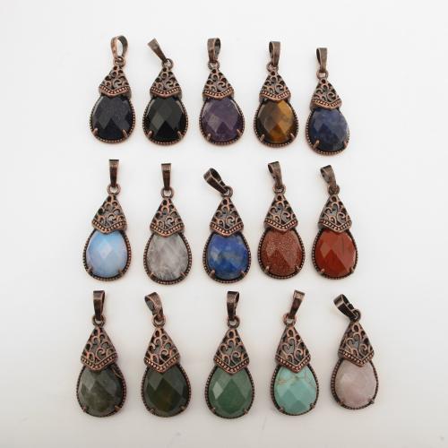 Gemstone Pendants Jewelry Brass with Gemstone antique copper color plated DIY Sold By PC