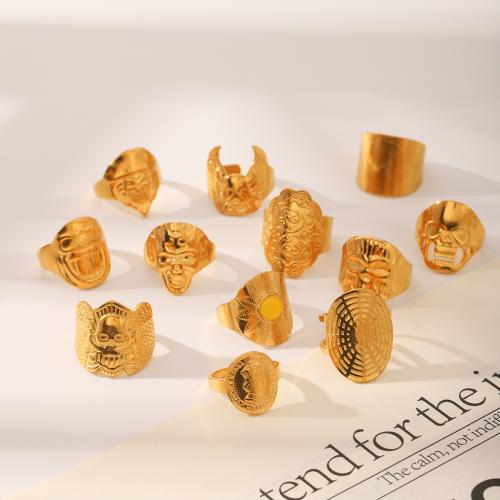 Ring Finger ze stali nierdzewnej, Stal nierdzewna 304, Powlekane, biżuteria moda & dla obu płci & różne style do wyboru, złoty, sprzedane przez PC