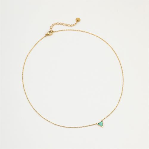 Stainless Steel Jewelry Necklace 304 Stainless Steel with Natural Stone plated fashion jewelry & for woman Sold By PC