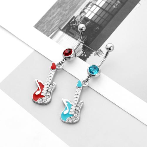 Stainless Steel Belly Ring 304 Stainless Steel plated fashion jewelry & enamel & with rhinestone Sold By PC