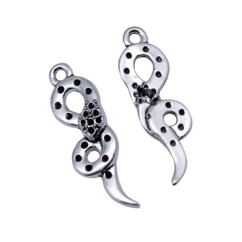 Zinc Alloy Animal Pendants Snake plated DIY antique silver color Sold By Bag