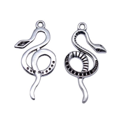 Zinc Alloy Animal Pendants Snake plated DIY antique silver color Sold By Bag