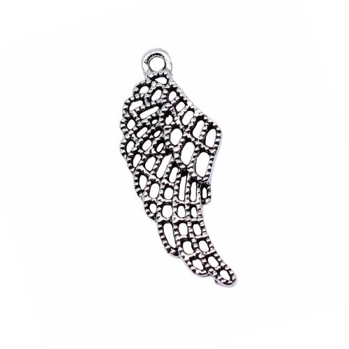 Wing Shaped Zinc Alloy Pendants Angel Wing plated DIY & hollow antique silver color Sold By Bag