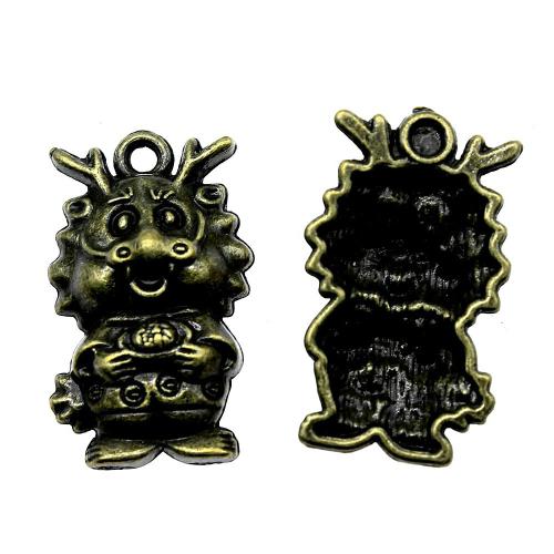 Zinc Alloy Pendants Dragon plated DIY antique bronze color Sold By Bag