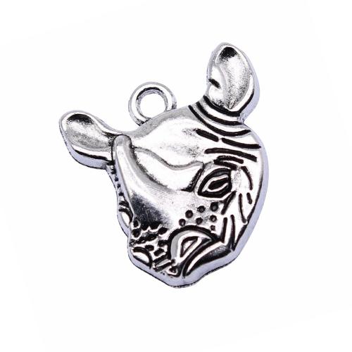 Zinc Alloy Animal Pendants Rhinoceros plated DIY antique silver color Sold By Bag