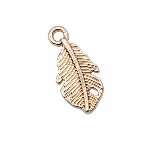 Pendentifs de Feather alliage zinc, alliage de zinc, forme de plume, Placage, DIY, 10PC/sac, Vendu par sac