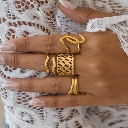 Ring Finger ze stali nierdzewnej, Stal nierdzewna 304, Platerowane w kolorze złota, biżuteria moda, złoty, sprzedane przez PC