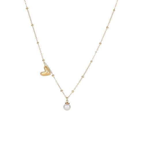 Stainless Steel Jewelry Necklace 304 Stainless Steel with Plastic Pearl plated fashion jewelry & for woman Sold By PC