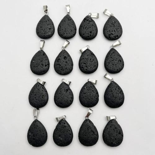 Gemstone Pendants Jewelry Lava with Iron DIY Sold By PC