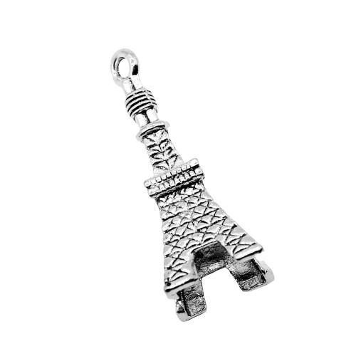 Zinc Alloy Pendants Tower plated DIY antique silver color Sold By PC