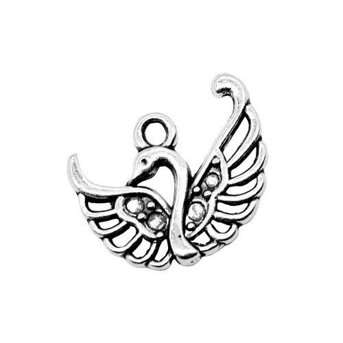 Zinc Alloy Animal Pendants Swan plated DIY & hollow antique silver color Sold By Bag