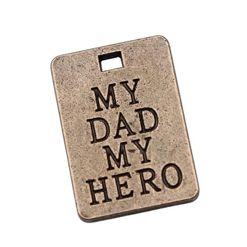 Zinc Alloy Message Pendants Rectangle plated DIY antique bronze color Sold By PC