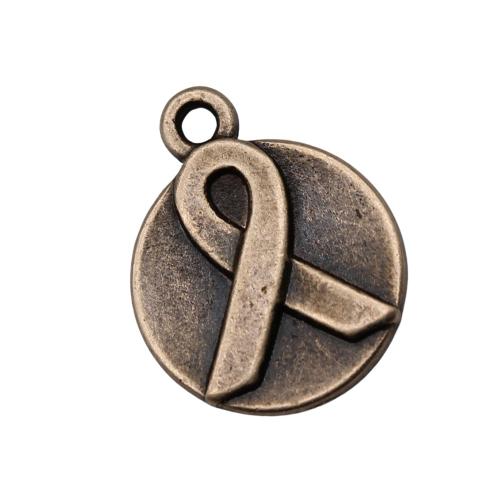 Zinc Alloy Pendants Round plated DIY antique bronze color Sold By Bag
