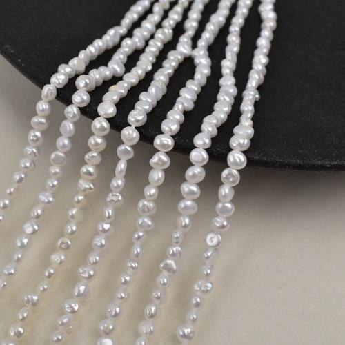 Barokowe koraliki z hodowlanych pereł słodowodnych, Perła naturalna słodkowodna, DIY, biały, 3-4mm, sprzedawane na 34 cm Strand