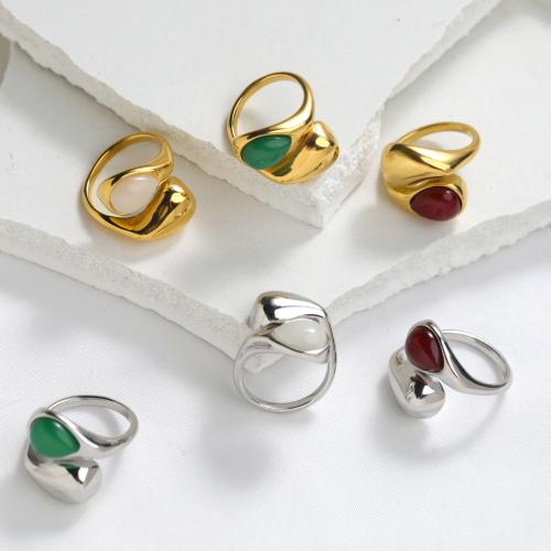 Ring Finger ze stali nierdzewnej, Stal nierdzewna 304, ze Szkło, Powlekane, biżuteria moda & różnej wielkości do wyboru & dla kobiety, dostępnych więcej kolorów, sprzedane przez PC