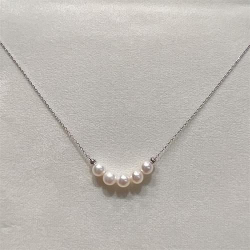 Natural Freshwater Pearl Necklace with Zinc Alloy gold color plated fashion jewelry 6-7MM Sold By PC
