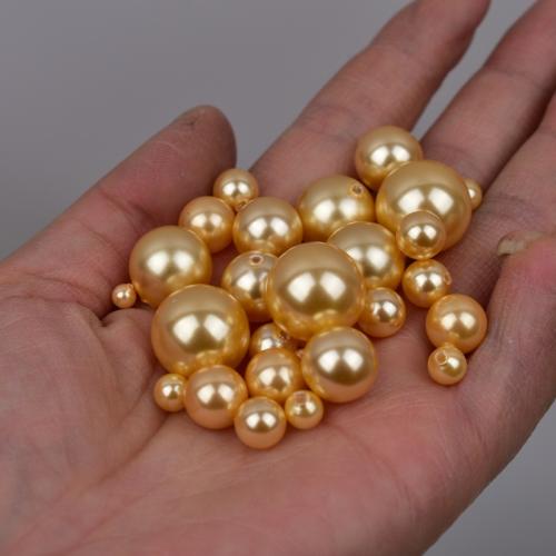 Pärlpärlor i glas, Glass Pearl, DIY & Halvborrade, gyllene, 4-16mm, 10PC/Bag, Säljs av Bag