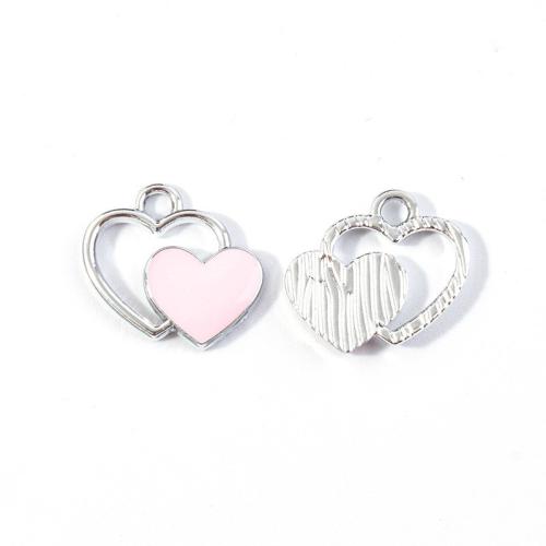 Zinc Alloy Enamel Pendants Heart plated DIY & hollow Sold By Bag