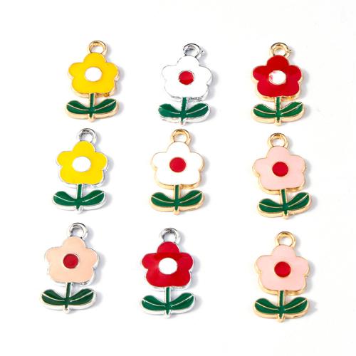 Zinc Alloy Enamel Pendants Flower plated DIY Sold By Bag