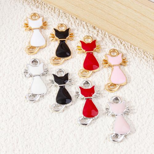 Zinc Alloy émail Pendants, alliage de zinc, chat, Placage, DIY, plus de couleurs à choisir, 10PC/sac, Vendu par sac
