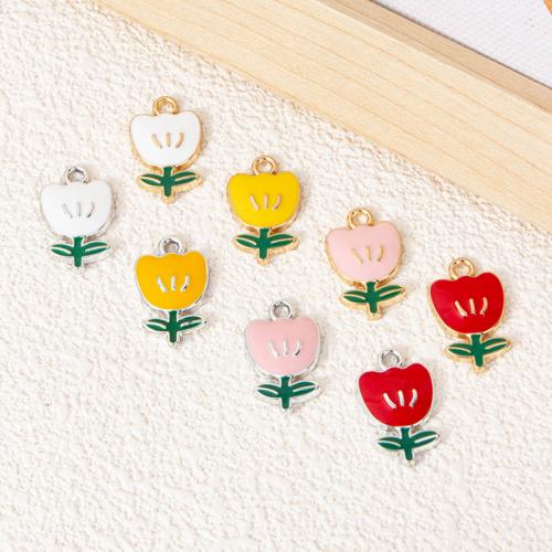 Zinc Alloy émail Pendants, alliage de zinc, Rose, Placage, DIY, plus de couleurs à choisir, 10PC/sac, Vendu par sac