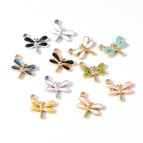 Zinc Alloy Enamel Pendants Dragonfly plated DIY Sold By Bag
