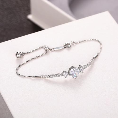 Kubické zirkonie Mikro dláždí mosaz náramek, módní šperky & micro vydláždit kubické zirkony & pro ženy, více barev na výběr, Délka Cca 22 cm, Prodáno By PC