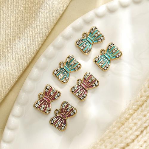 Nerezová ocel Šperky Přívěsky, 304 Stainless Steel, Bowknot, barva pozlacený, DIY & micro vydláždit kubické zirkony, více barev na výběr, 10PC/Bag, Prodáno By Bag