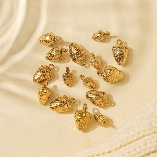 Colgantes de Acero Inoxidable, acero inoxidable 304, Fresa, chapado en color dorado, Bricolaje, dorado, 10PCs/Bolsa, Vendido por Bolsa