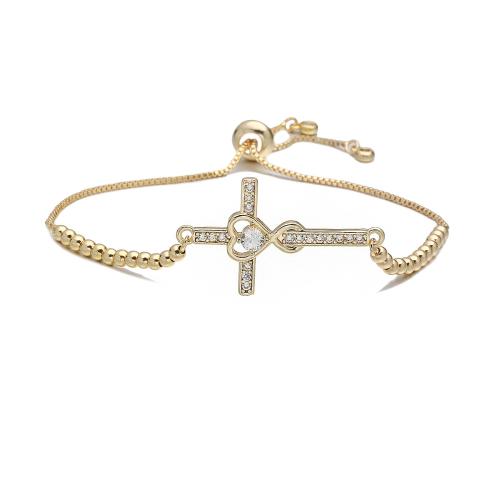 Kubické zirkonie Mikro dláždí mosaz náramek, Kříž, skutečný pozlacené, různé styly pro výběr & micro vydláždit kubické zirkony & pro ženy, Prodáno By PC