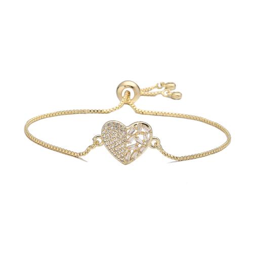 Kubické zirkonie Mikro dláždí mosaz náramek, Srdce, 18K pozlacené, různé styly pro výběr & micro vydláždit kubické zirkony & pro ženy, Prodáno By PC
