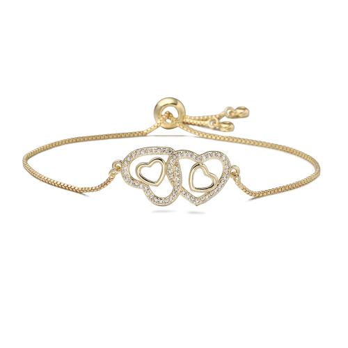 Kubické zirkonie Mikro dláždí mosaz náramek, Srdce, micro vydláždit kubické zirkony & pro ženy & dutý, zlatý, Prodáno By PC