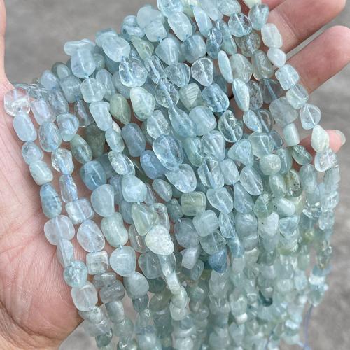 Χάντρες Κοσμήματα πολύτιμος λίθος, Ακουαμαρίνης, Nuggets, γυαλισμένο, DIY, μπλε, beads size 8-10mm, Περίπου 35PCs/Strand, Sold Με Strand