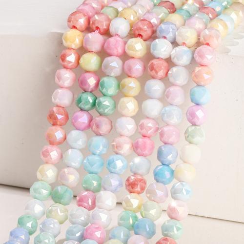 Fashion Glaspärlor, Glas, Rund, plated, DIY & fasetterad, flerfärgad, 6mm, Ca 65PC/Strand, Säljs av Strand
