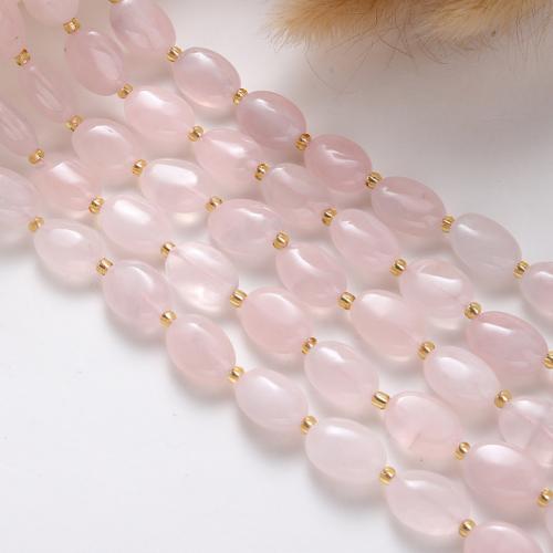 Grânulos de quartzo rosa natural, Madagascar Rose Quartz, with Seedbead, Oval, DIY, rosa, 14x10x6mm, vendido para 38 cm Strand