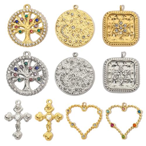 Stainless Steel Pendants 304 Stainless Steel with ABS Plastic Pearl gold color plated DIY & with rhinestone Sold By Bag