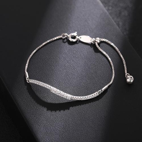 Kubické zirkonie Mikro dláždí mosaz náramek, módní šperky & micro vydláždit kubické zirkony & pro ženy, více barev na výběr, Délka Cca 22 cm, Prodáno By PC